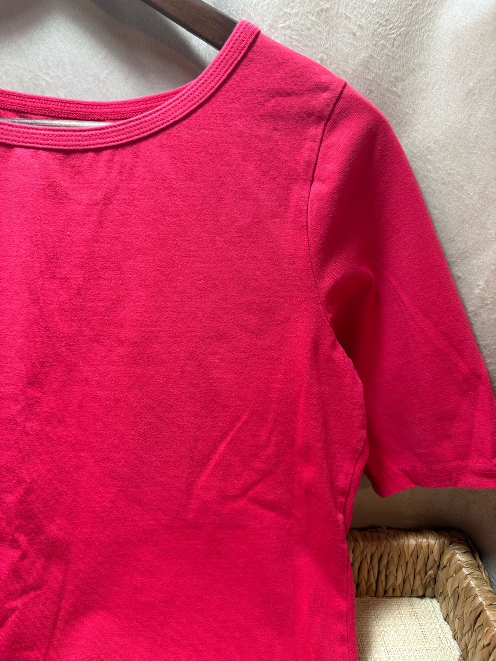 Rosanna Women’s M Red 3/4 Sleeve Stretch Fitted Cotton Top Y2K